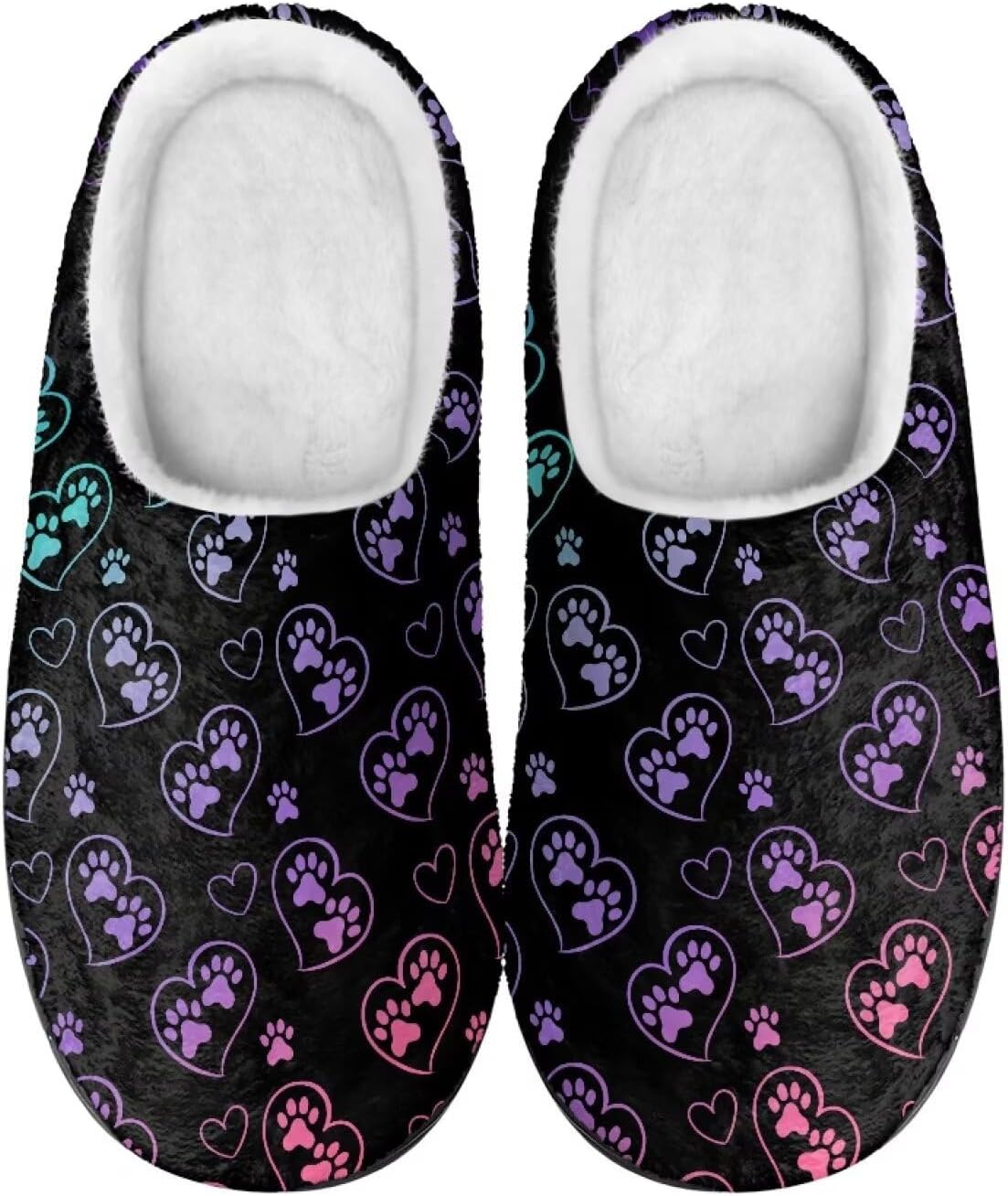 

Уютные домашние тапочки для женщин и мужчин, для дома и улицы, с мягкой, нескользящей подошвой из пены с эффектом памяти, для мамы и папы Noprintge, Heart and Dog Paw
