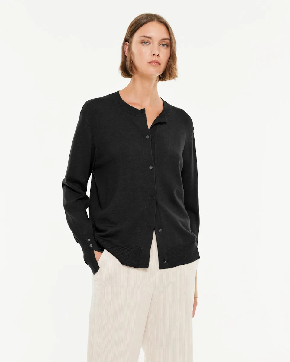 

Базовый женский кардиган с длинным рукавом и круглым вырезом Paz Torras, черный