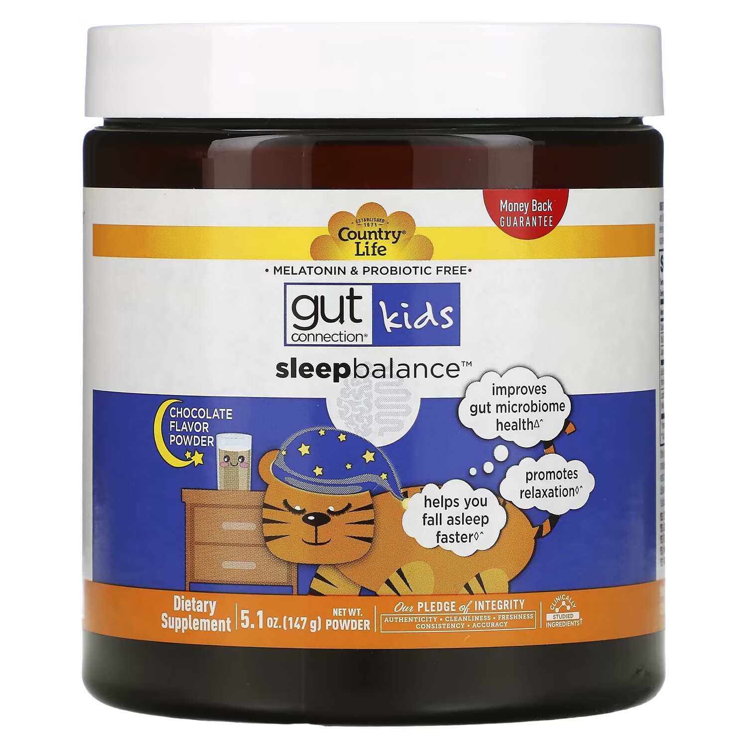 

Country Life Gut Connection Kids Sleep Balance Порошок со вкусом шоколада, 5,1 унции (147 г)