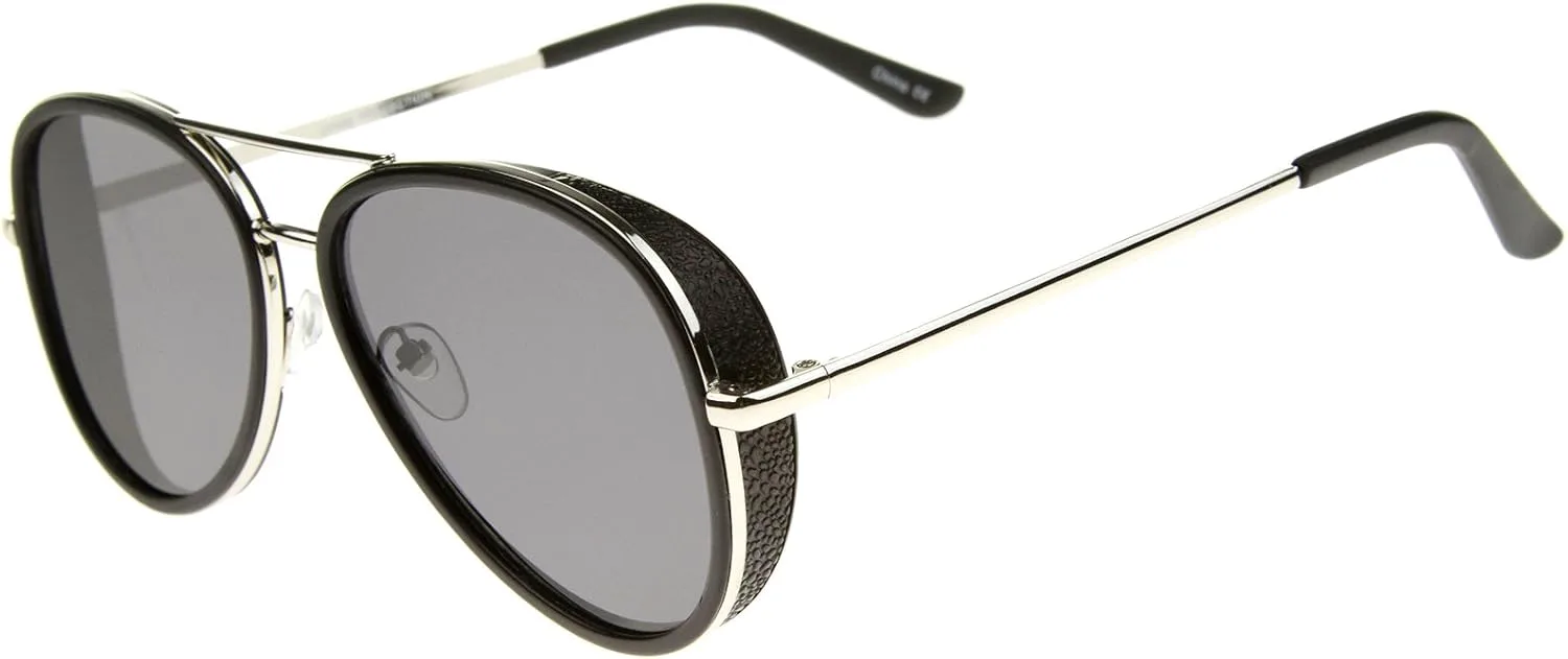 

Солнцезащитные очки-авиаторы zeroUV в стиле ретро с боковой защитой, плоскими линзами и двухцветным металлическим корпусом, диаметр линз 53 мм, Black-silver / Smoke