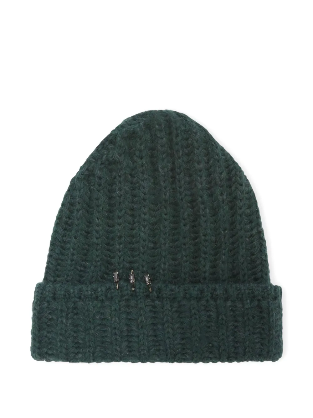

Шапка-бини в рубчик с украшением из страз Ermanno Scervino, зеленый