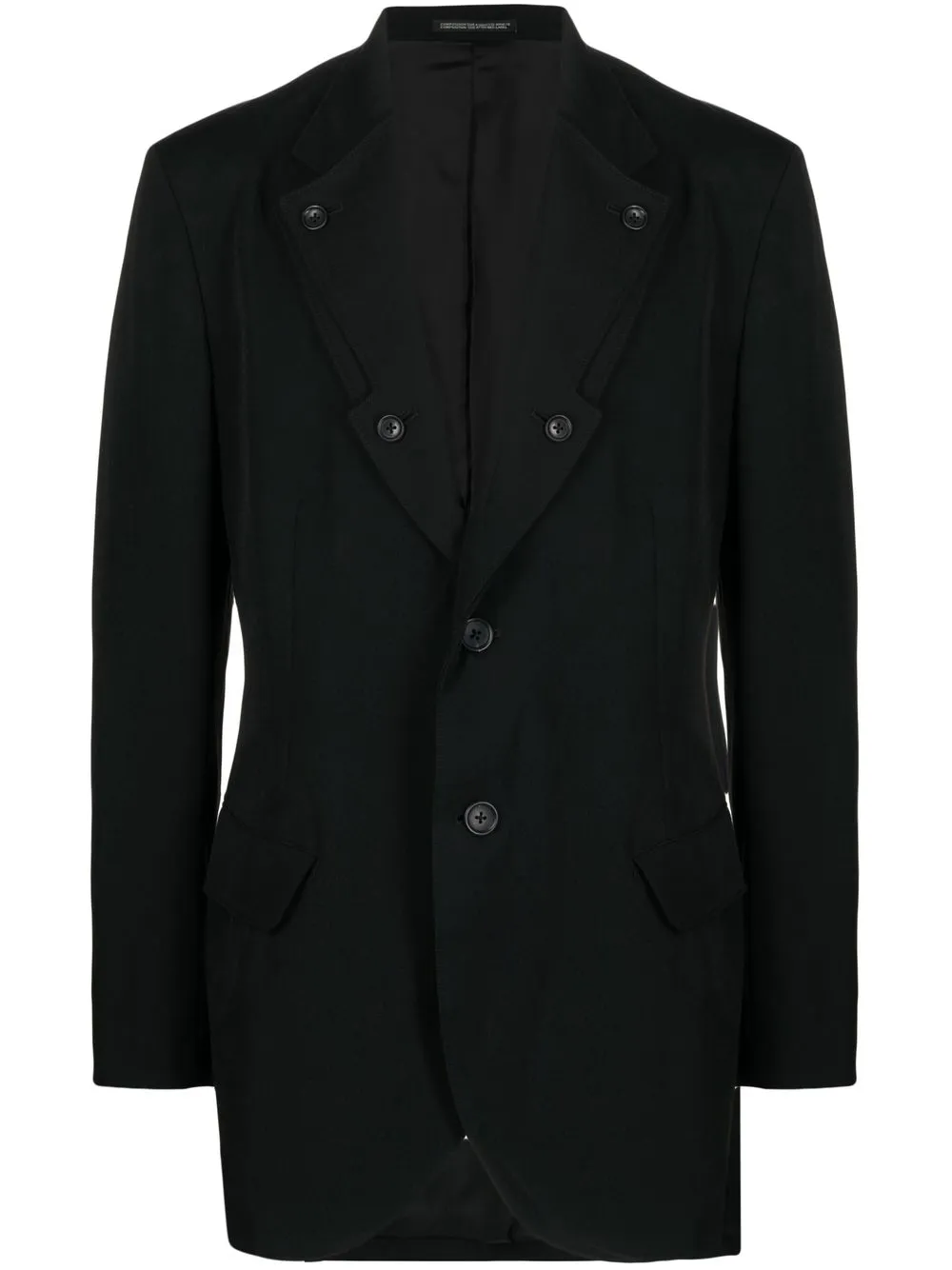 

Однобортный пиджак Yohji Yamamoto, черный