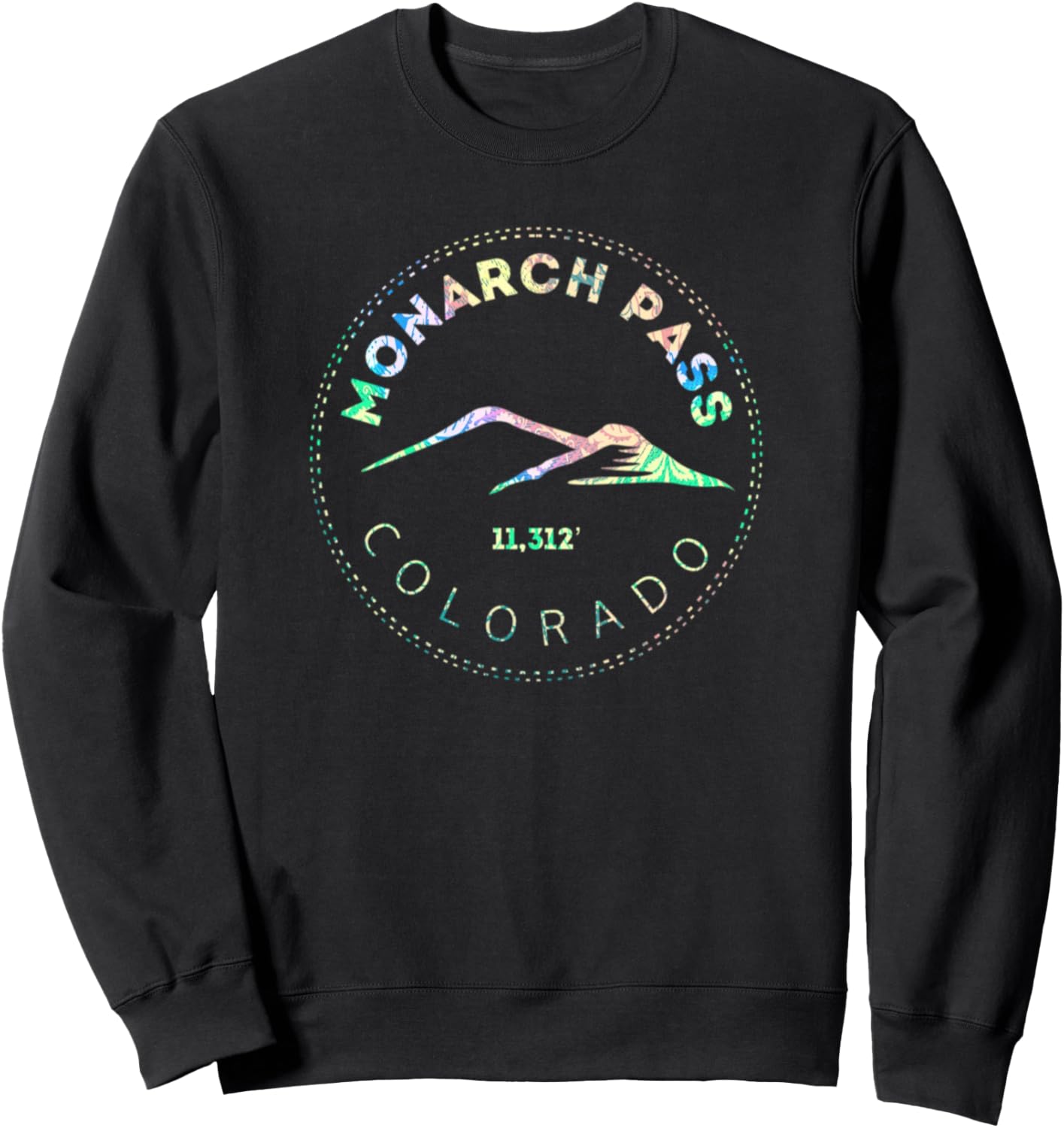 

Монарх-Пасс, Колорадо - Толстовка с принтом «Тай-дай» в высокогорном стиле Monarch Pass Colorado Mountain Pass Designs, черный