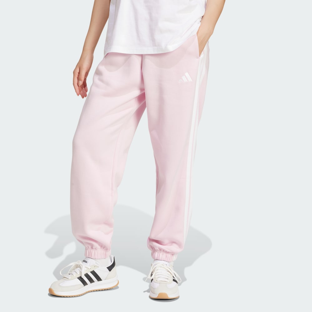 

Спортивные брюки Adidas Essentials 3-Stripes Fleece Loose-Fit Pants, цвет Clear Pink/White