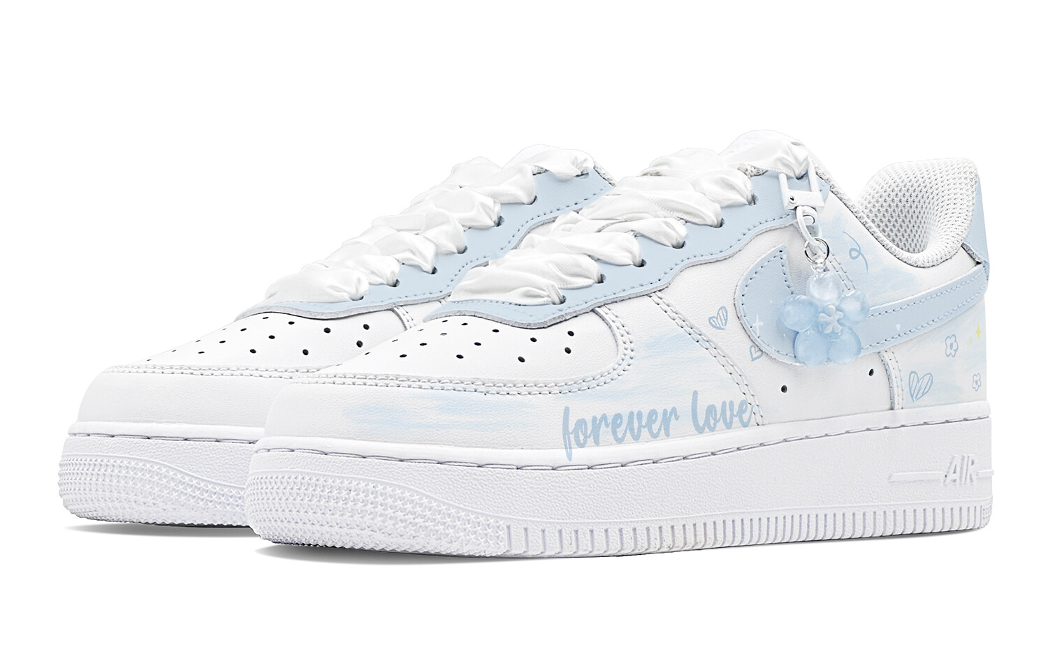 Кроссовки Nike Air Force 1 Skateboard Shoes Women's Low-Top White Blue — фото 4