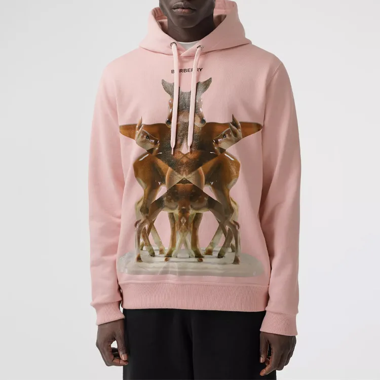 Худи Принтованное Burberry, летняя одежда, розовыйатый — фото 4