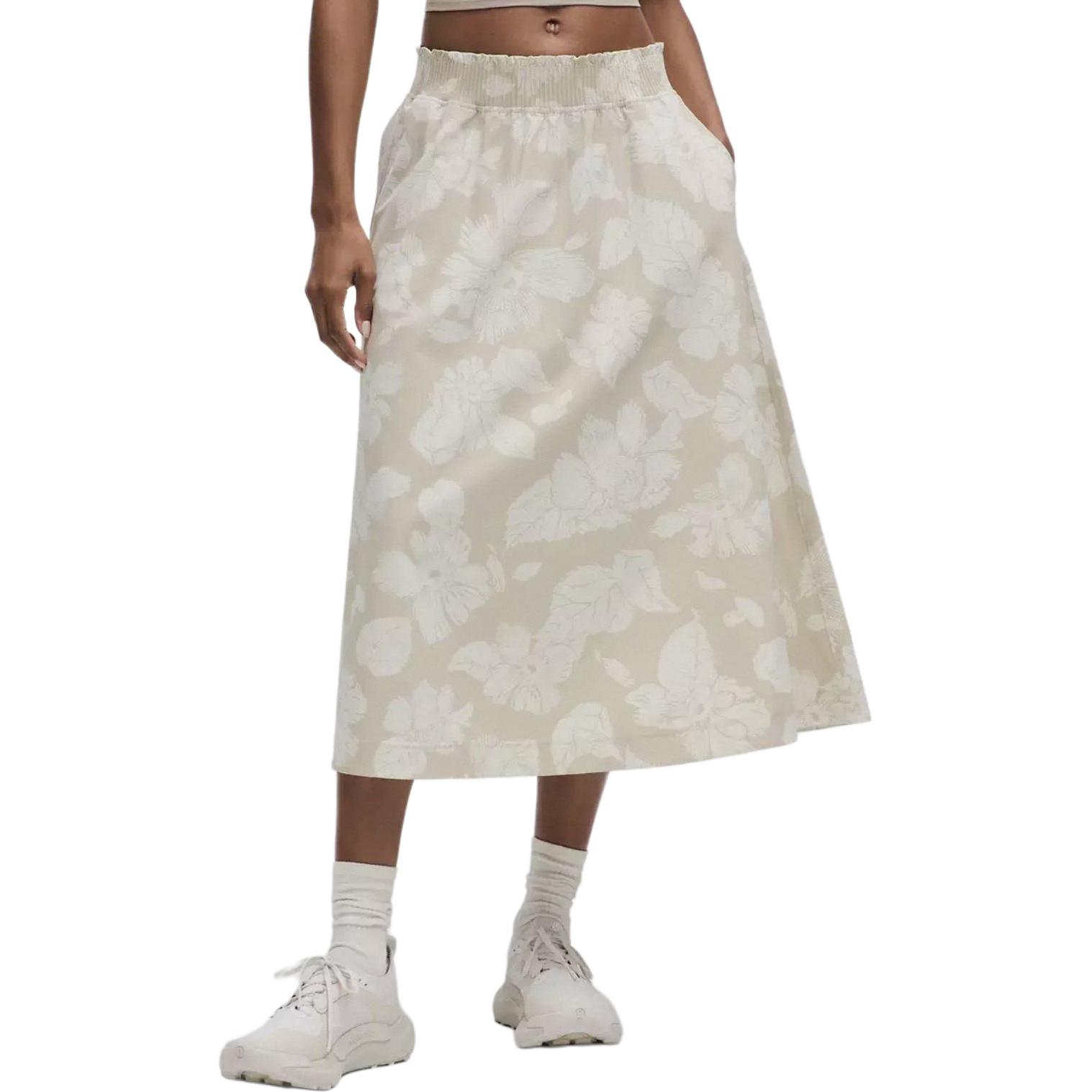 

Юбка миди с рюшами на талии повседневная длинная юбка women's Lululemon, Oat Floral/Cfb1