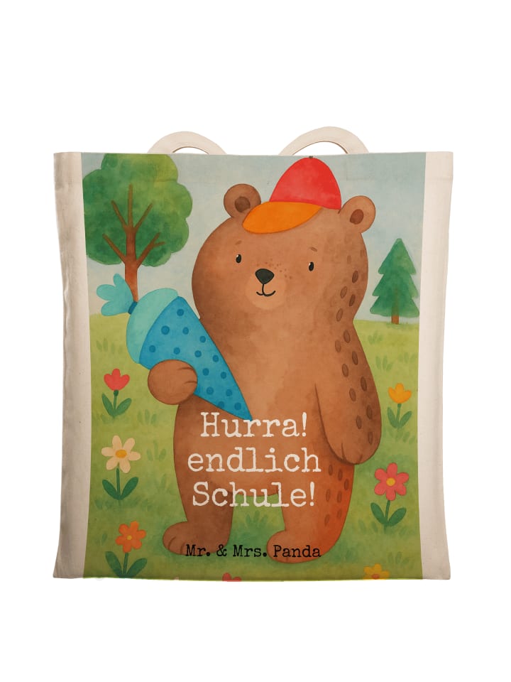 

Mr. & Mrs. Panda Сумка-шоппер с изображением школьного конуса в виде медведя и надписью белого цвета