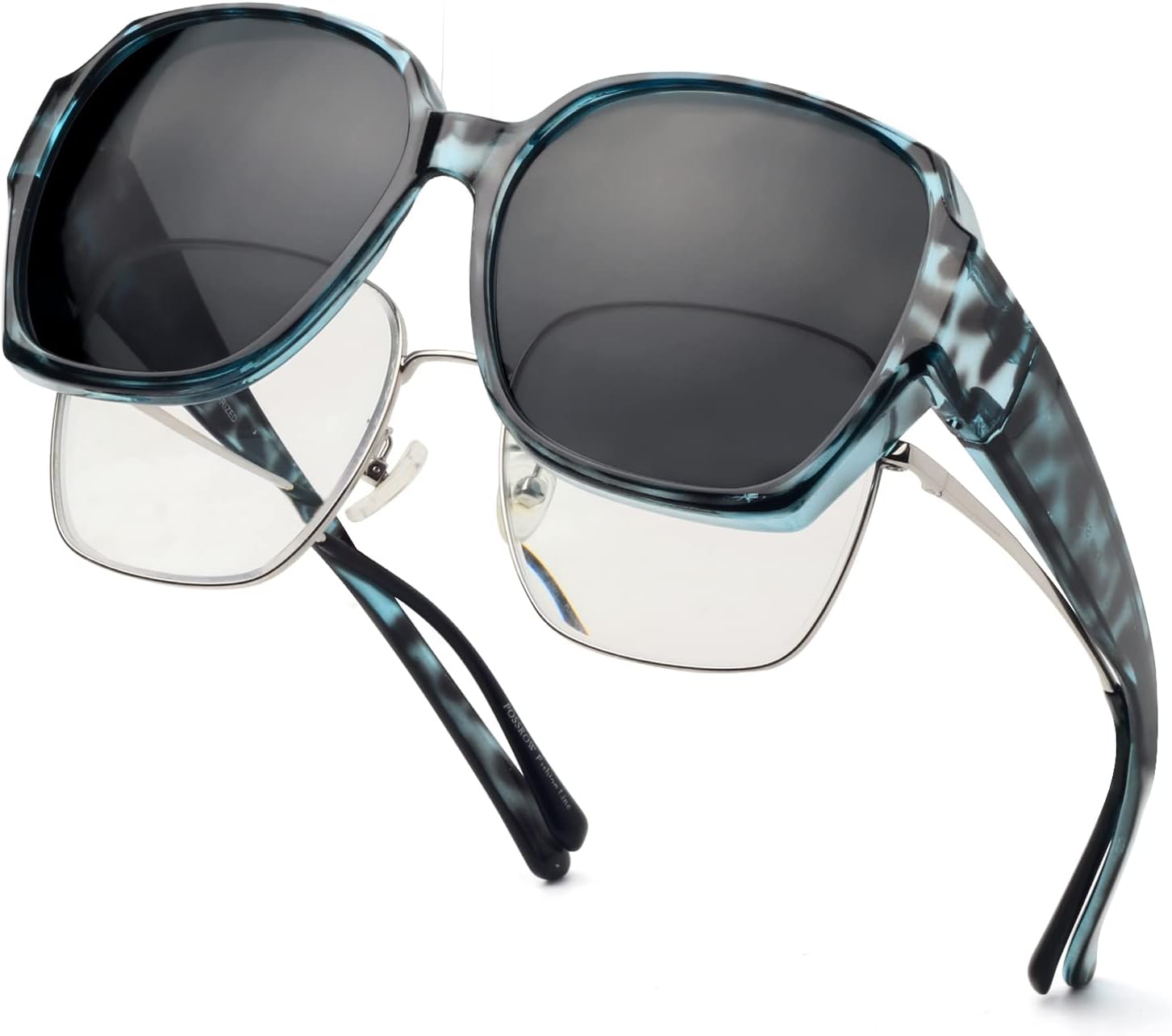 

Солнцезащитные очки Face Shadow для женщин, надеваемые поверх очков, с поляризованной защитой от УФ-излучения, подходят для ношения поверх очков с диоптриями, легкие, Blue Leopard