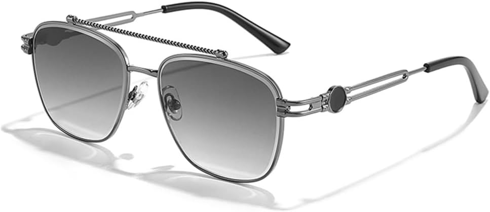 

Мужские солнцезащитные очки с плоской верхней частью, двойной перемычкой и металлической оправой, винтажные женские очки с защитой от УФ-излучения UV400 MTZJH, C03-silver Black