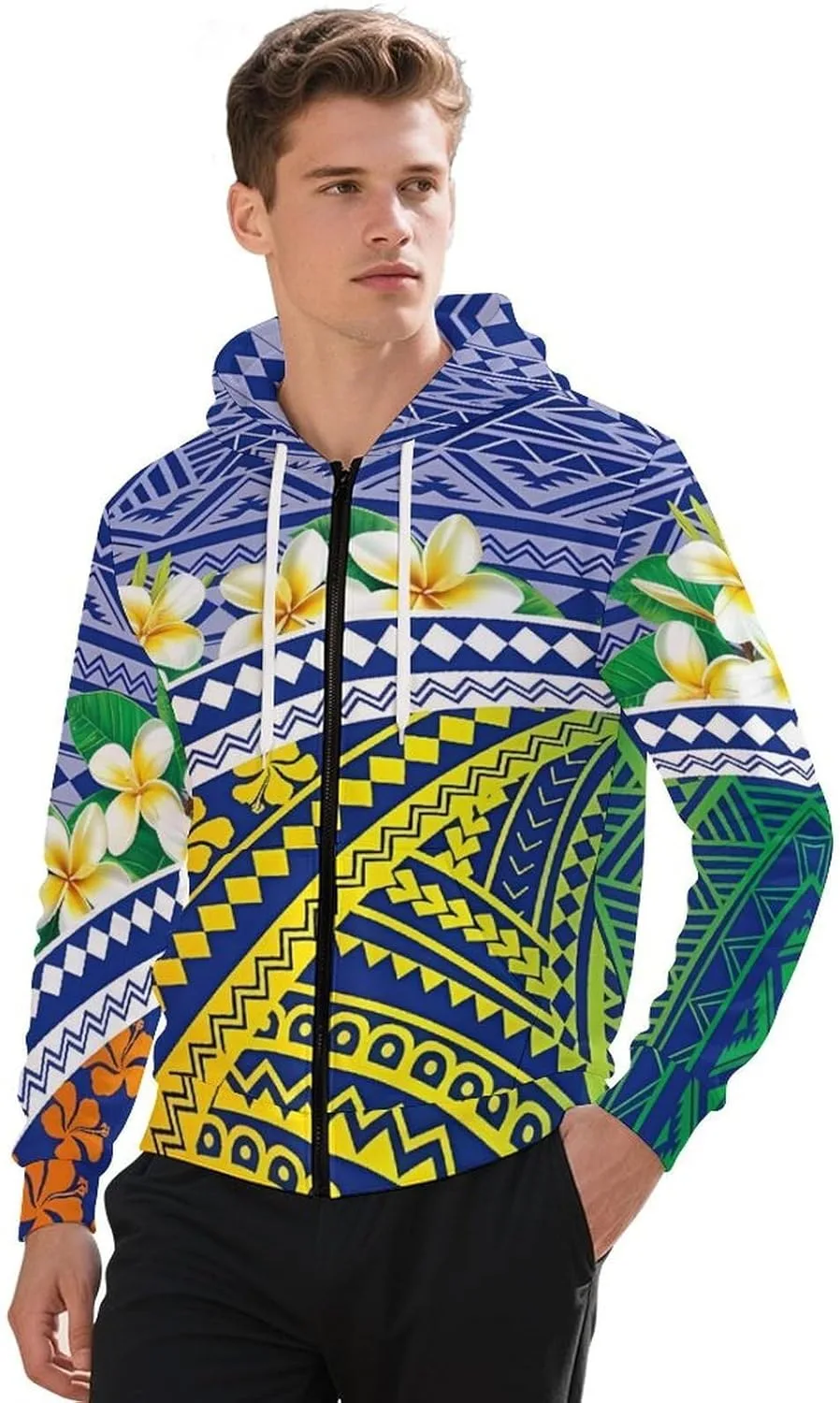 

Мужская толстовка с капюшоном American Samoa Tradition Polynesian на молнии ArtistMixWay