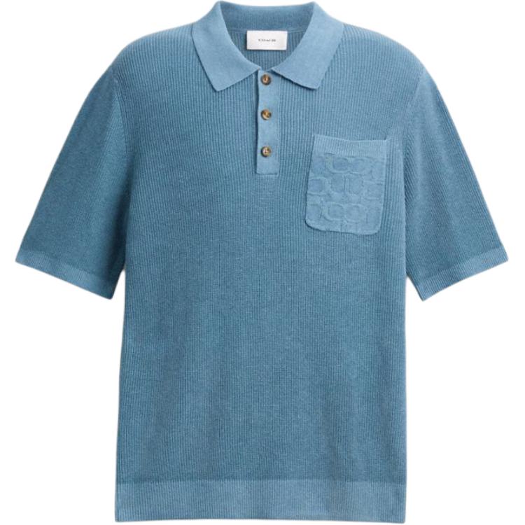 

COACH Футболка-поло SS25 мужская синяя