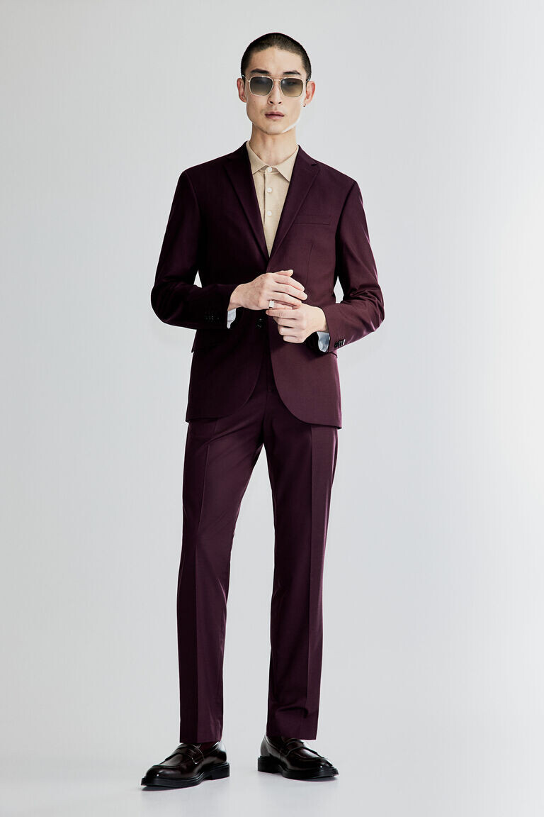 

Брюки slim fit suit H&M, бургундия