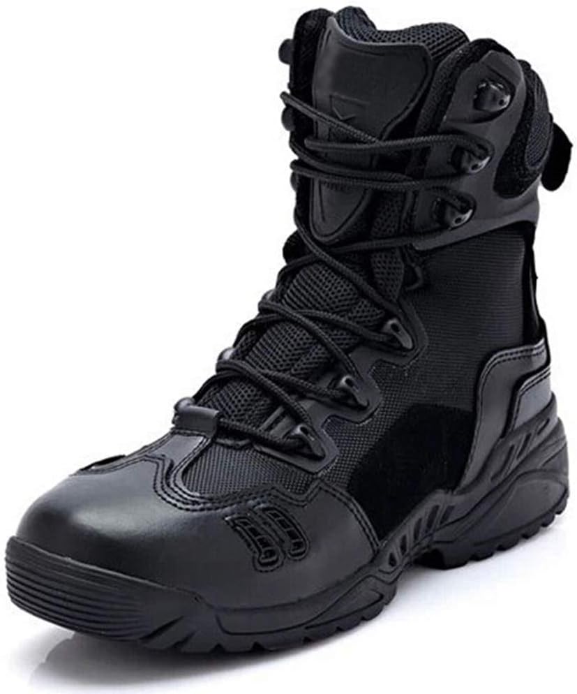 

Мужские тактические ботинки, наружные джунгли и пустыня, военные ботинки для боевых действий с высоким голенищем, водонепроницаемые походные ботинки, черные, размер 44/UK 9.5/US 10 Jlfzc
