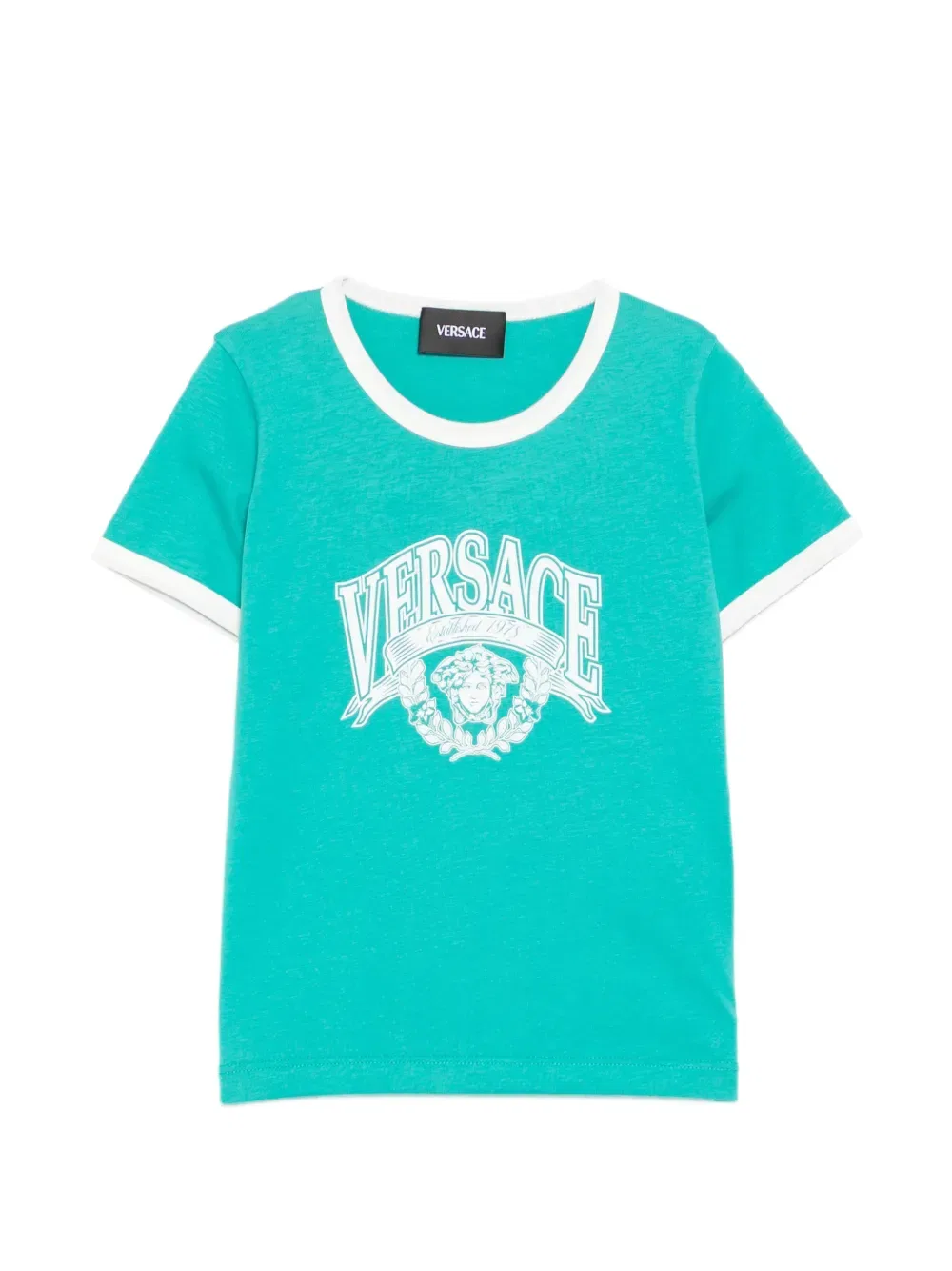 Футболка с логотипом и контрастной отделкой Versace Kids, зеленый