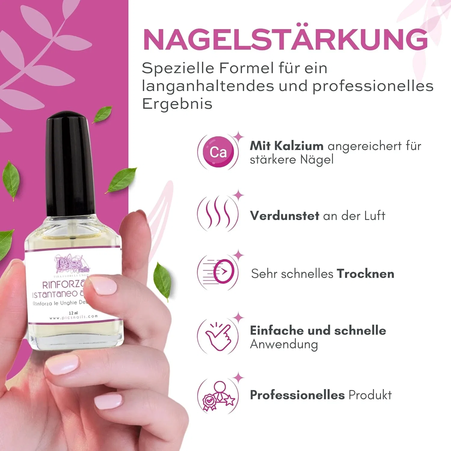 Укрепитель для ногтей Instant Calcium от Pics Nails, 12 мл Pics Nails — фото 2