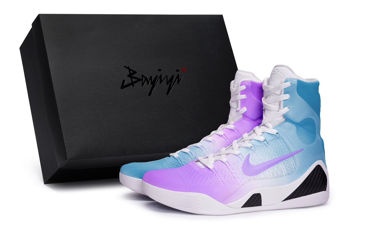 Кроссовки баскетбольные Nike Kobe 9 противоскользящие высокие унисекс белый черный синий фиолетовый