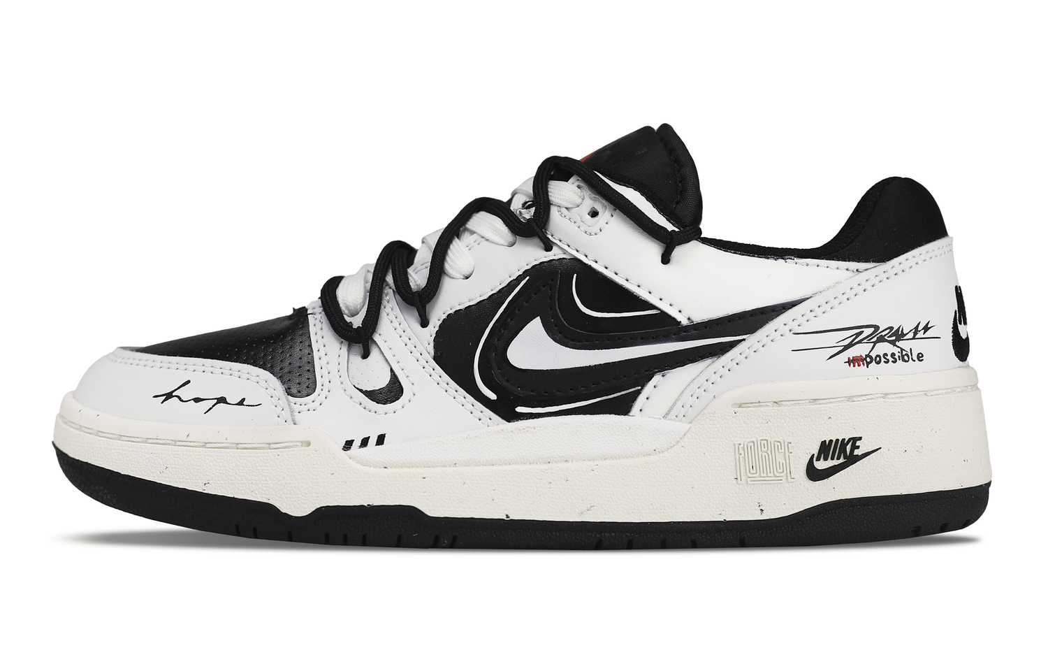 

Полная сила мгновенно на сцене, соло охотник покрытие устойчивость к истиранию низкие кроссовки для скейтбординга Unisex белый Nike, черный