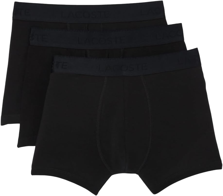 

Lacoste мужские хлопковые трусы с эластичной триколорной резинкой, 3 шт, Black/Black/Black