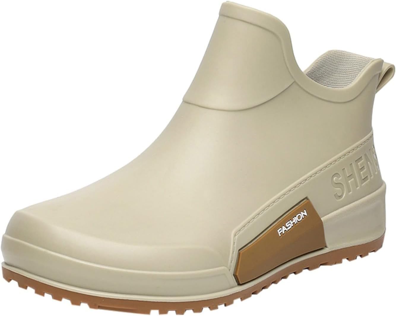 

Резиновые сапоги для женщин и мужчин, модная обувь для пар, прогулочные водонепроницаемые ботинки, невыпадающая подошва, сапожки до середины голени, повседневные резиновые ботинки Челси для рыбалки и кемпинга Lghlmcl, бежевый