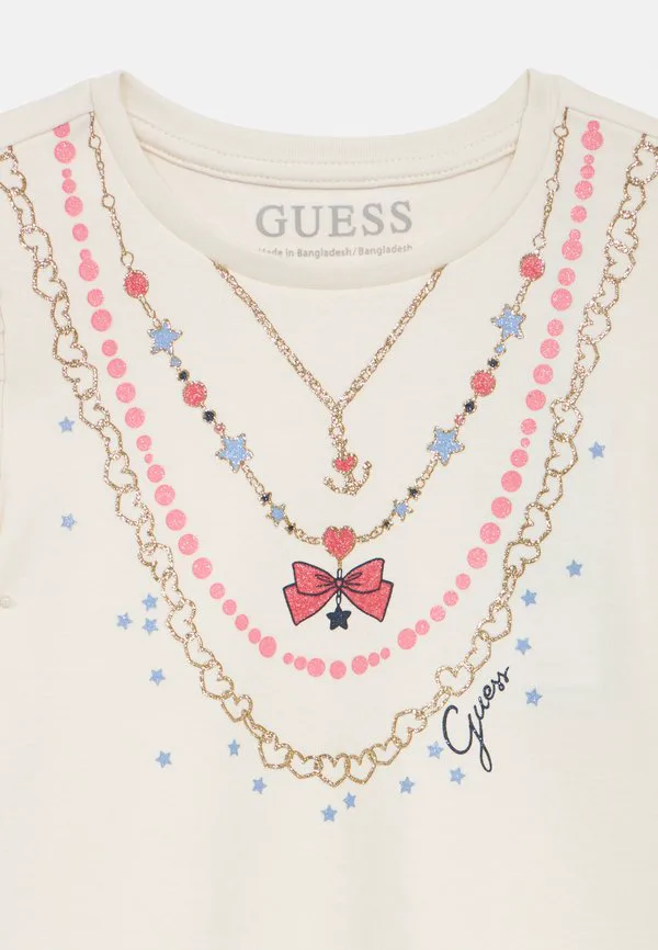 Детское трикотажное платье из плетеного трикотажа Guess, Cream White — фото 3
