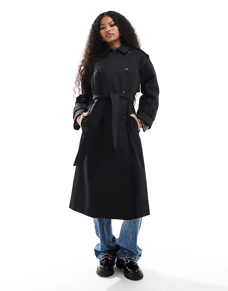 

Удлиненный тренчкот черного цвета ASOS