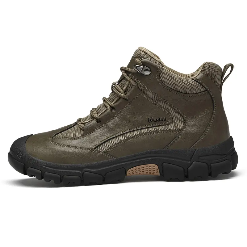 

Wen Nai Ботинки Warm Wear-Resistant Cushioning Height Increasing Slip-Resistant Short Outdoor Boots Men's Khaki