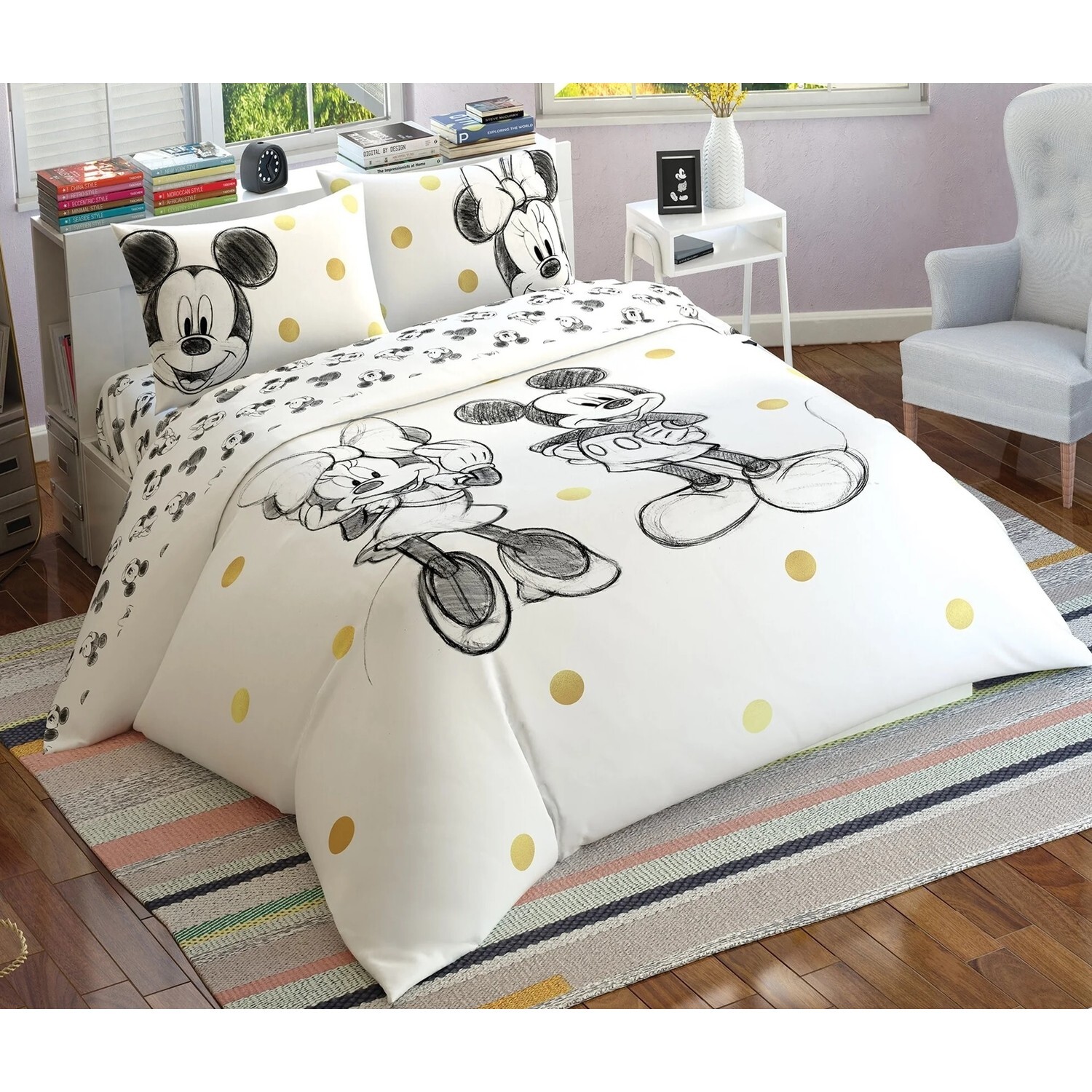 

Tac — Комплект постельного белья с блестками Minnie&mickey, лицензированный