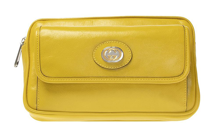 

GUCCI Кожаная сумка-слинг, поясная сумка, обычная, унисекс, желтая