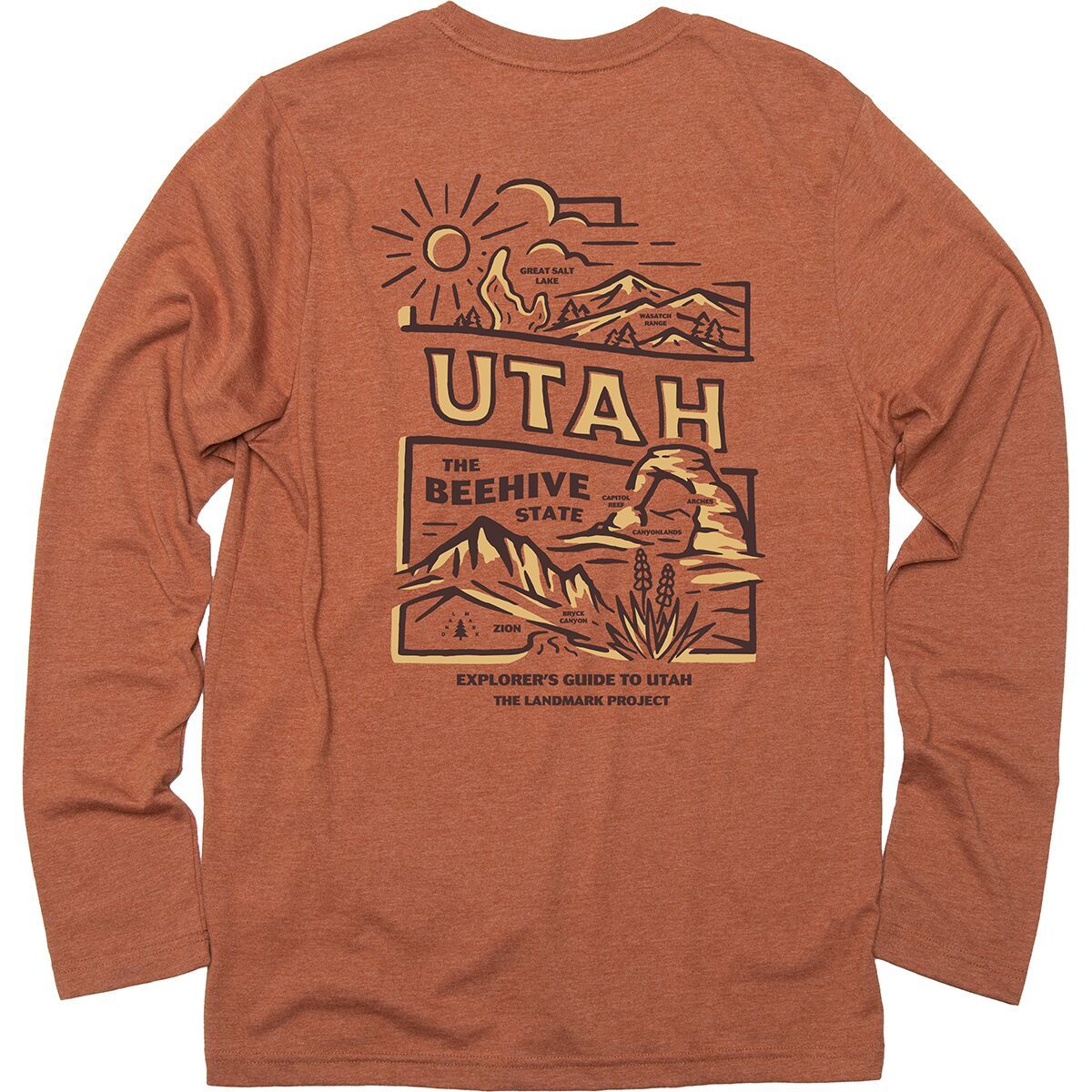 

Футболка с длинным рукавом и карманом Explore utah Landmark Project, цвет clay