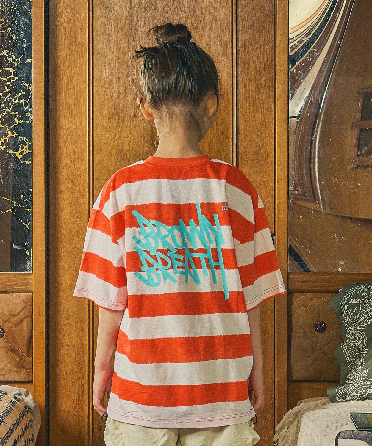 Детская футболка с принтом оранжевая от Brownbreath Kids