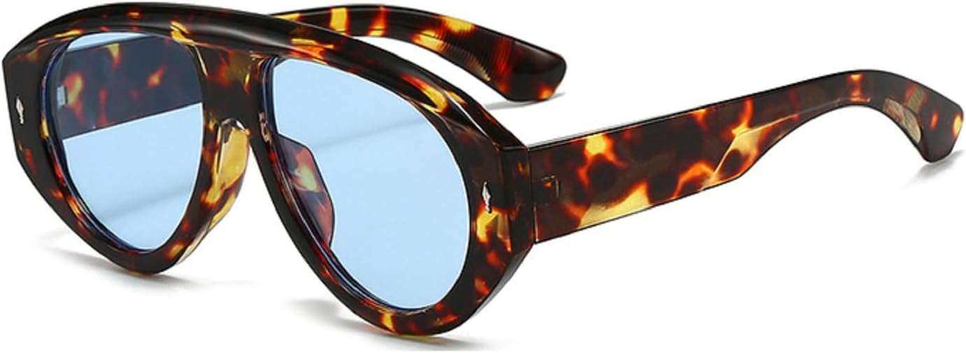 

Винтажные солнцезащитные очки-пилот для женщин и мужчин, модель Y2K, большая оправа, ветрозащитные, популярные панк-очки, защита от ультрафиолета UV400 mincl, Leopard Blue