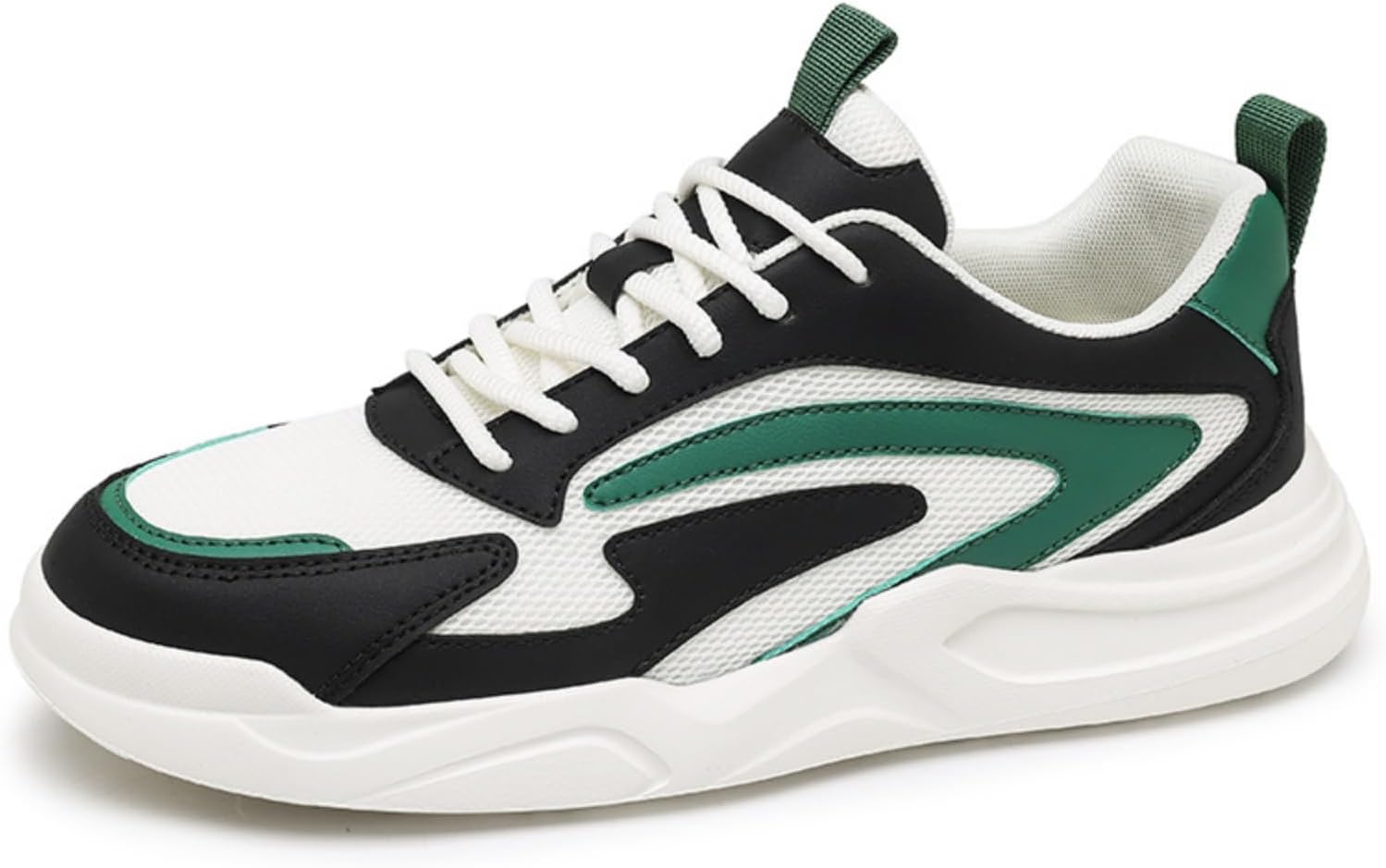 

Мужские дышащие повседневные кроссовки с зелеными акцентами и серыми оттенками - спортивные кроссовки с легкой замшево-сетчатой верхней частью и толстой комфортной подошвой для универсального повседневного ношения Kelibasi