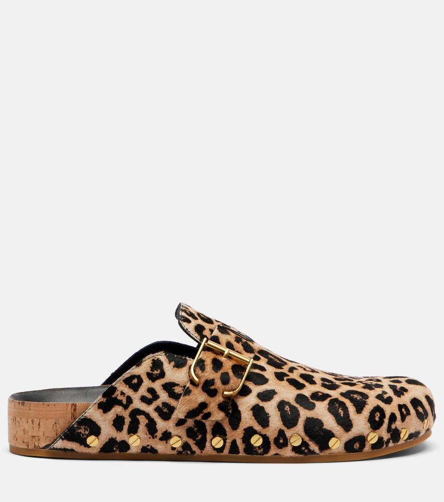 Мулы из телячьей кожи с леопардовым принтом fern Veronica Beard, Leopardnat — фото 4