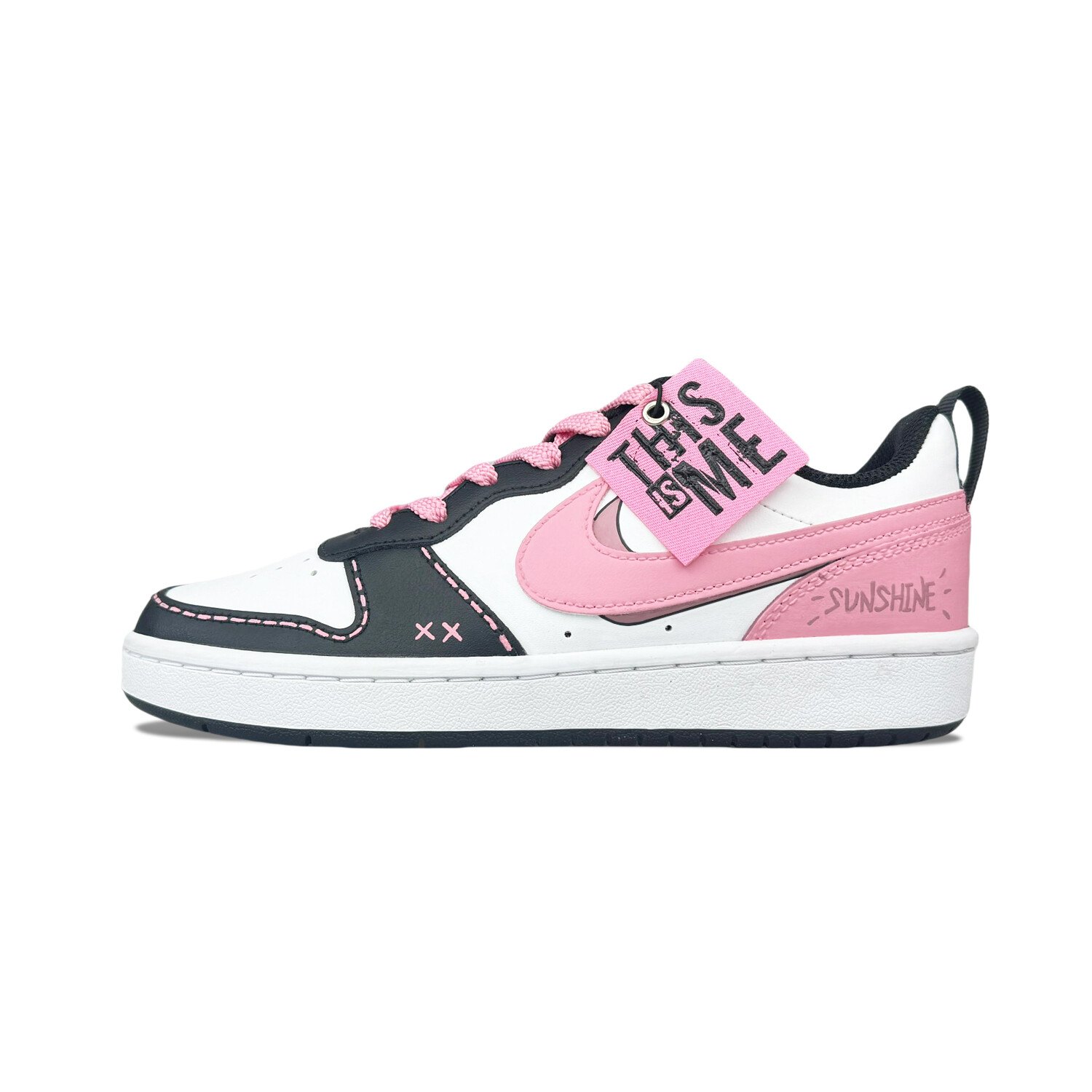 

Кроссовки Nike Court Borough Skateboarding Shoes Women's Low-top White/black/pink, черный