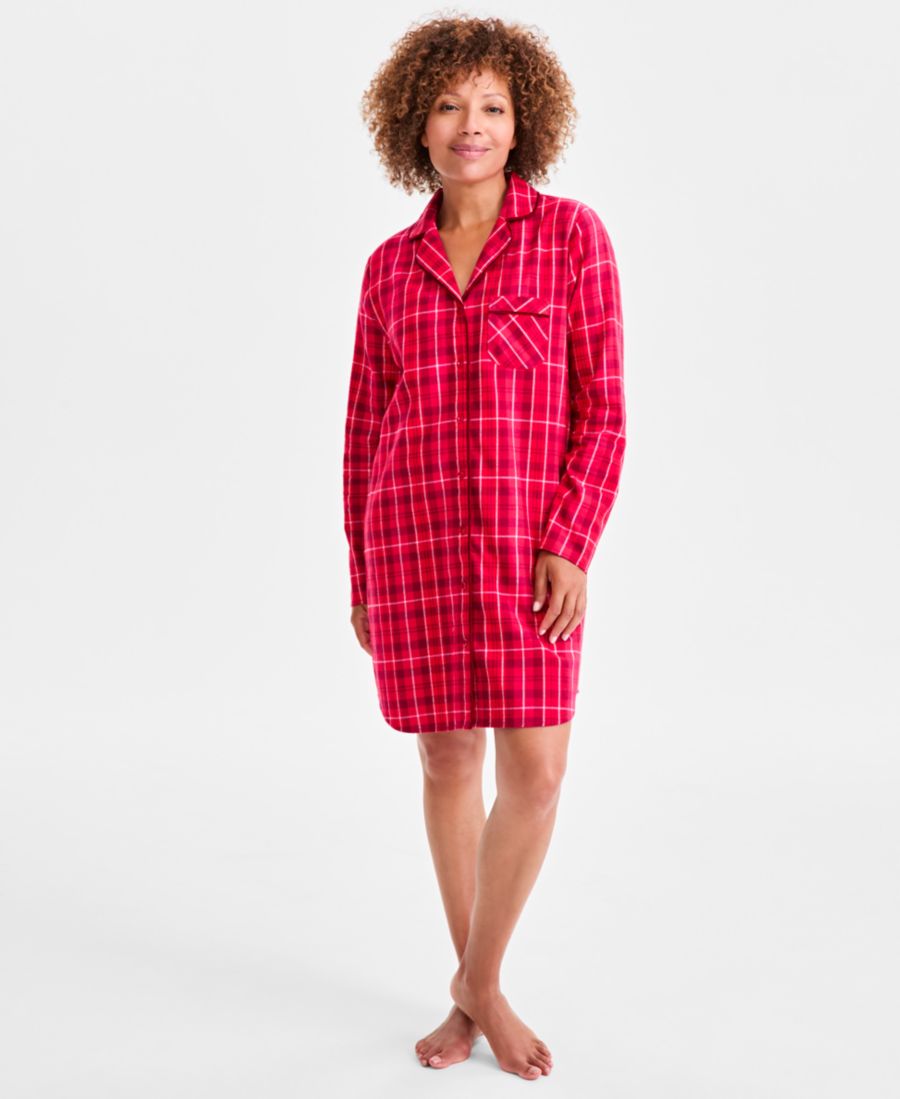 

Женская хлопковая фланелевая ночная рубашка с длинными рукавами и принтом Charter Club, Holly Berry