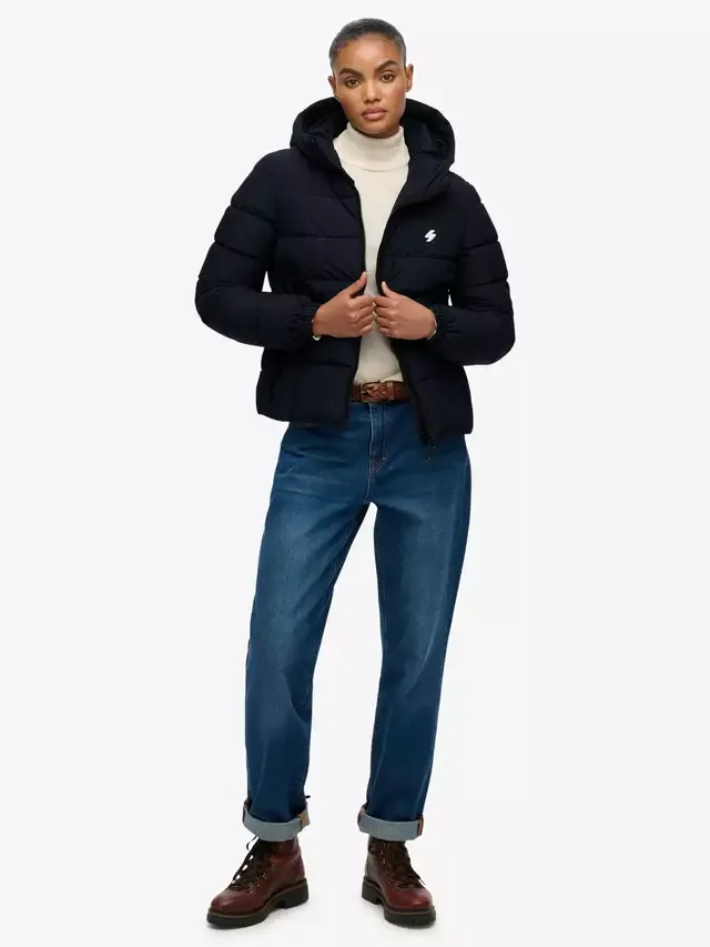 Пуховая куртка Spirit Sports с капюшоном, темно-синяя Superdry — фото 3