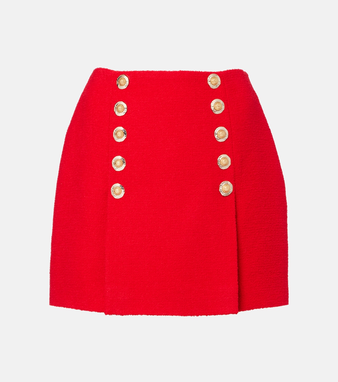 

Складная мини-юбка из шерстяной смеси Balmain, Rouge