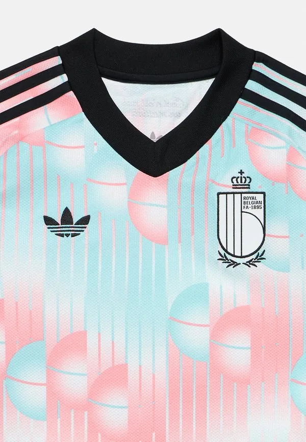Детская спортивная футболка с надписью «бельгия» Adidas Originals, Frozen Blue/Black — фото 4