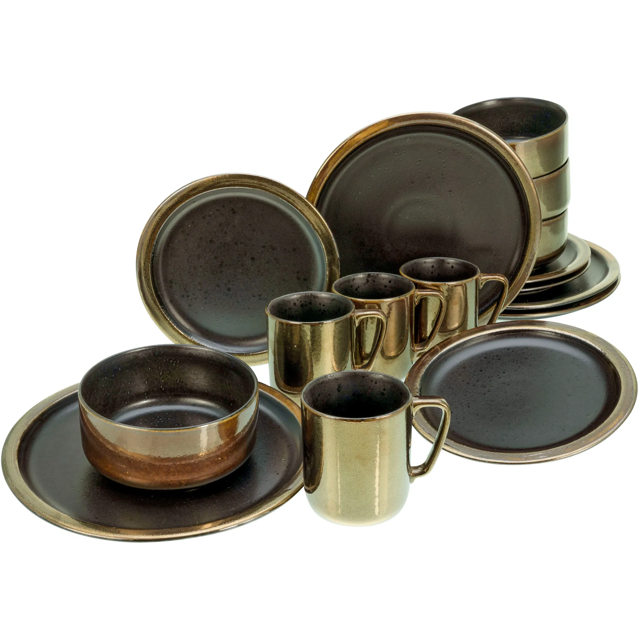 

Комбинированный сервиз CreaTable "Modern Industrial", (набор, 16 шт., кофейный сервиз и обеденный сервиз в наборе, на 4 персоны), сервиз, специальная глазурь, блестящая посыпка, 16 шт., на 4 персоны, цвет schwarz/goldfarben