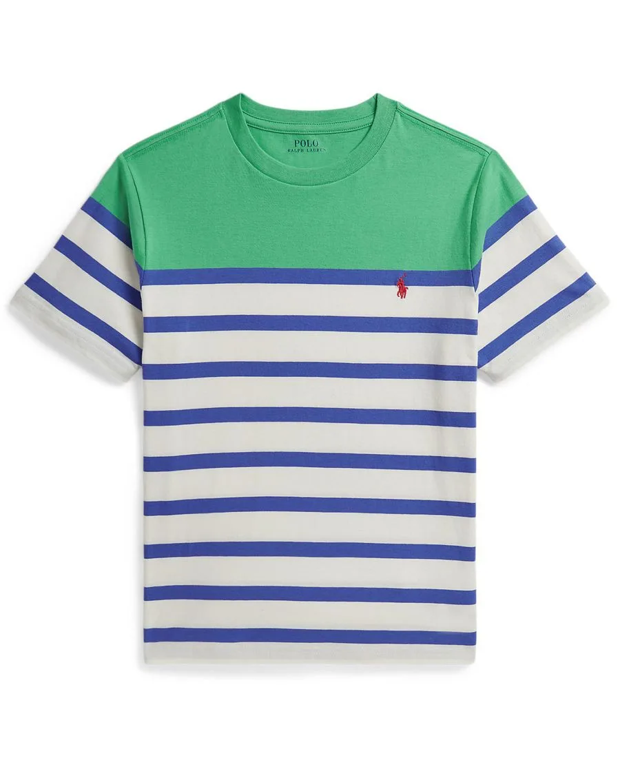 Детская футболка с круглым вырезом, размер 8-20 Polo Ralph Lauren, plato зеленый мультиколор — фото 4