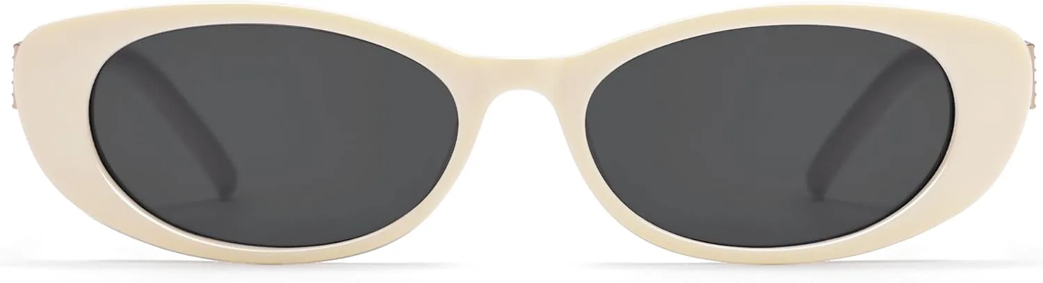 

Ретро-солнцезащитные очки овальной формы для женщин с небольшим лицом, винтажные очки «кошачий глаз» с золотыми акцентами AP3754 Appassal, Off-white/Grey