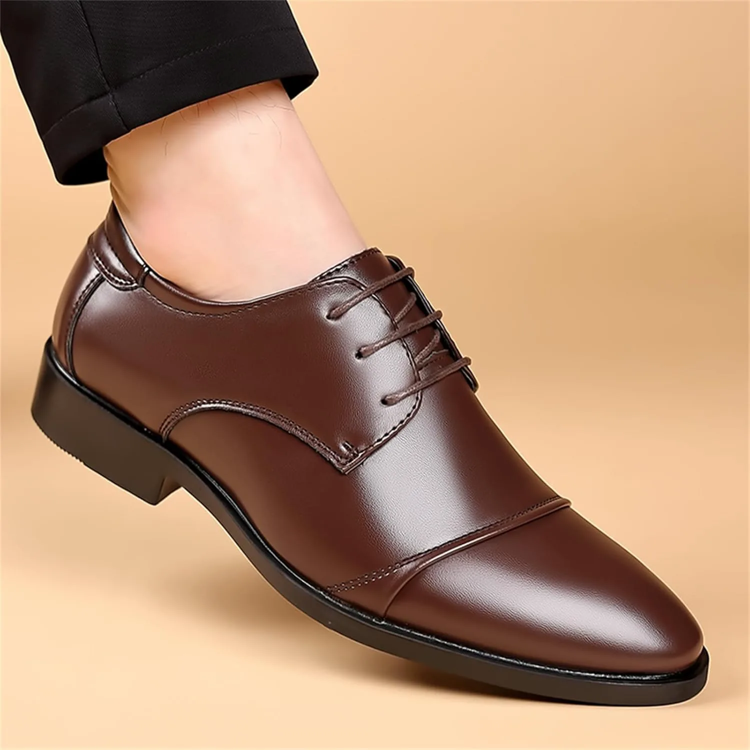 

Мужские винтажные туфли с закрытым носком Классические официальные оксфорды Мягкая кожаная обувь для делового стиля Дерби для мужчин Rojieso