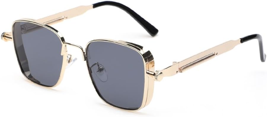 

Солнцезащитные очки в стиле металл-панк для мужчин и женщин с защитой от УФ-излучения UV400, предназначенные для занятий спортом на открытом воздухе, бега и езды на велосипеде UYPTK, Gold Gray