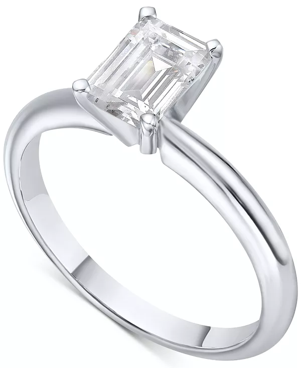 

Кольцо с бриллиантом изумрудной огранки, сертифицированным IGI (1 карат), из платины или 18-каратного золота Macy'S, platinum