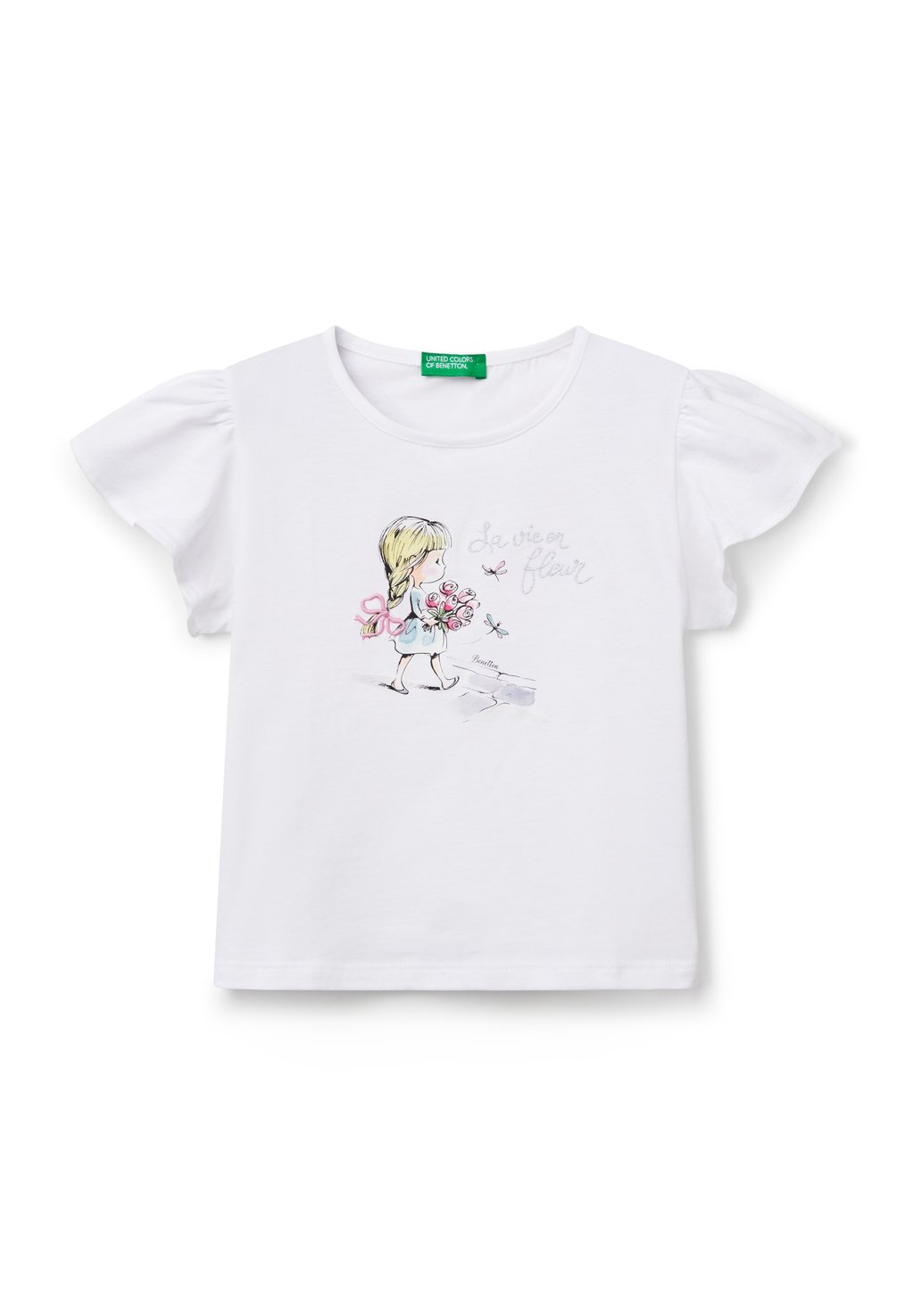 

Футболка с принтом EMBROIDERY United Colors of Benetton, белый