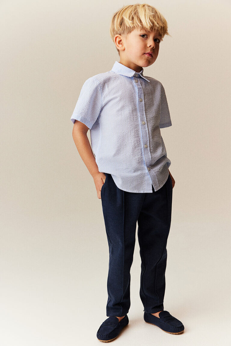

Хлопковая рубашка с короткими рукавами H&M, синий