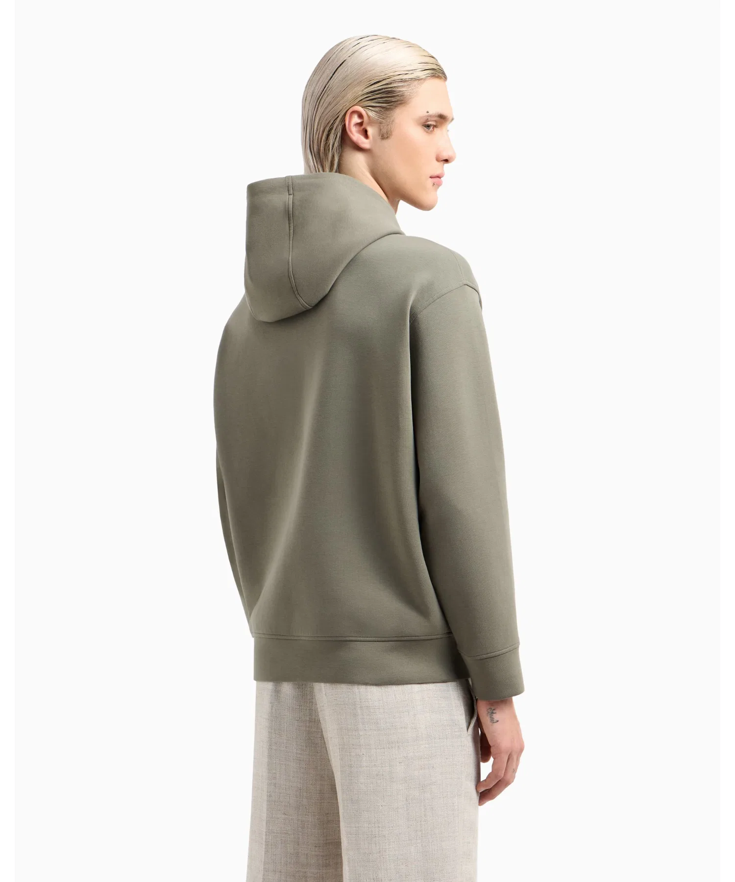 【Emporio Armani】ASV Свободная толстовка с капюшоном из двойного трикотажа с принтом лилий — фото 4
