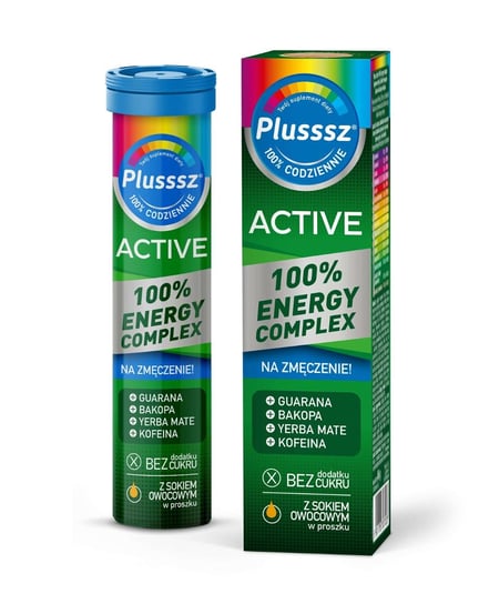 

Plusssz, Active 100% Energy Complex, фруктовый вкус, 20 шипучих таблеток