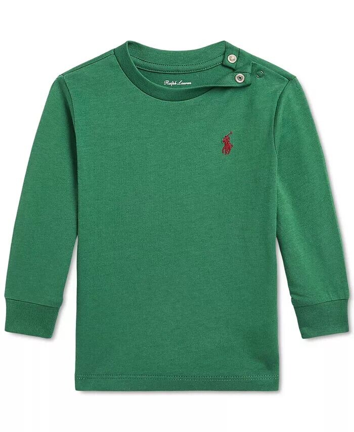 

Детская хлопковая футболка с длинными рукавами Polo Ralph Lauren, зеленый